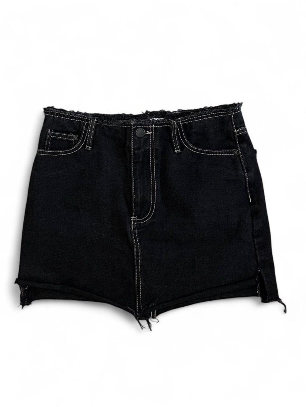 Women’s Forever 21 Black Denim Cut Off Mini Skirt Size Small